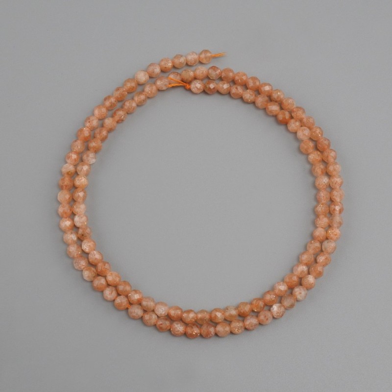 Selenite Faceted Bead, diameter 3 mm ±, length 39 cm +