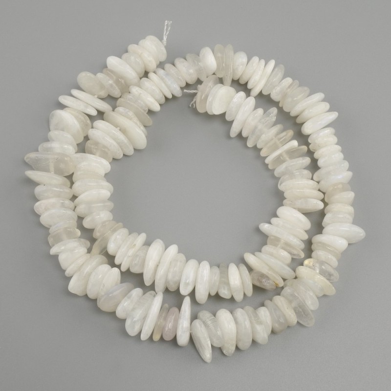 Adularia chip beads, diameter 8-17x2-4mm +/-, length 43 cm +/-