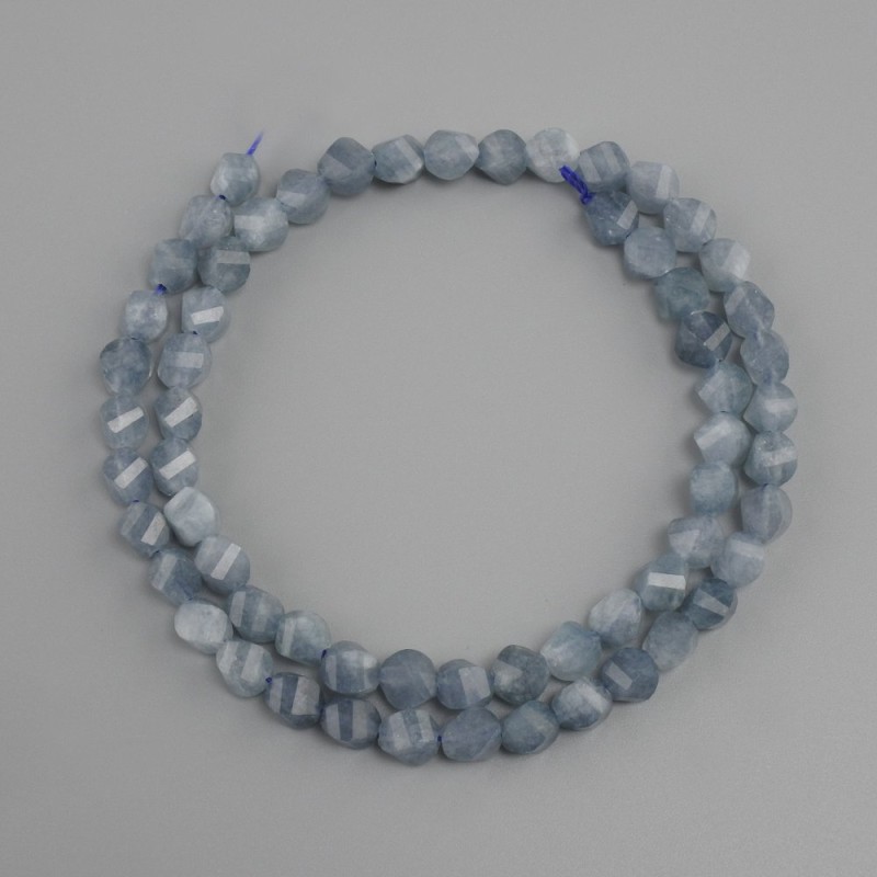 Aquamarine Faceted Rhombus Beads, diameter 6x5 mm +- , length 37 cm +