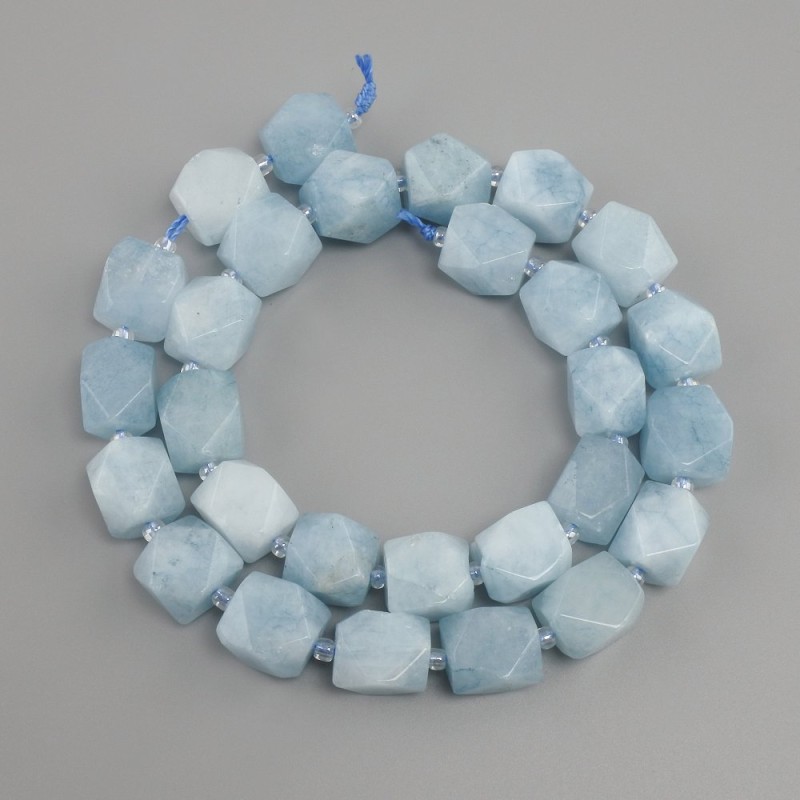Aquamarine beads faceted, diameter 11-12x10-11, 5mm+- seed beads 3mm+-, length 39cm+-
