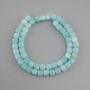 Aquamarine beads faceted cube, diameter 7x7mm+- , length 37cm+-