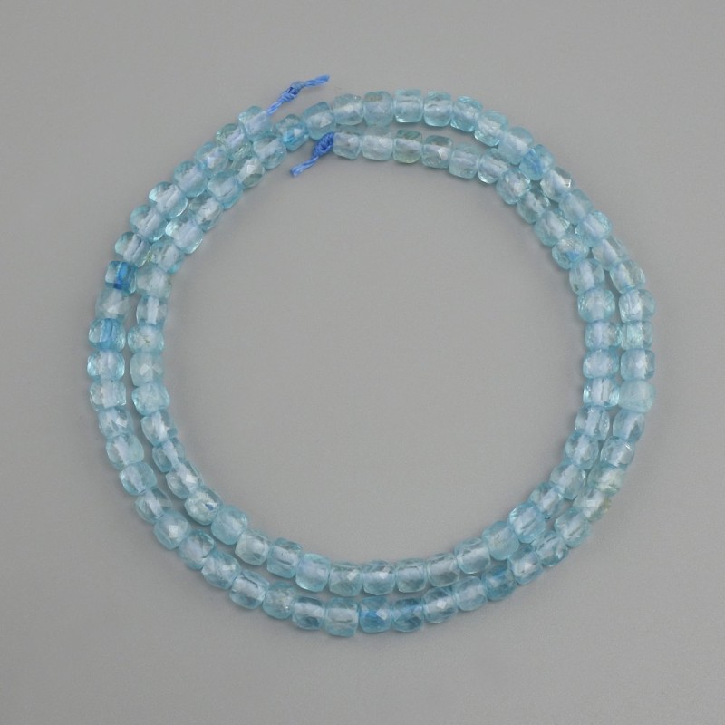 Topaz Faceted Cube Beads, diameter 4.5 x 4.5 mm ±, strand length 39 cm ±