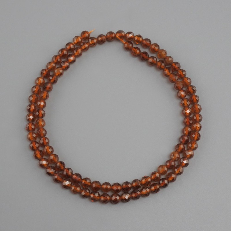 Garnet Gessonite beads, natural stone faceted round bead, diameter 4mm ±, length 39cm ±