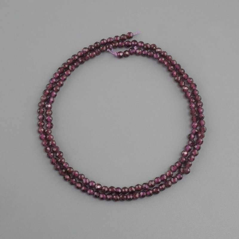Garnet Beads Natural Stone Faceted Round Bead, diameter 3 mm+-, length 39 cm+