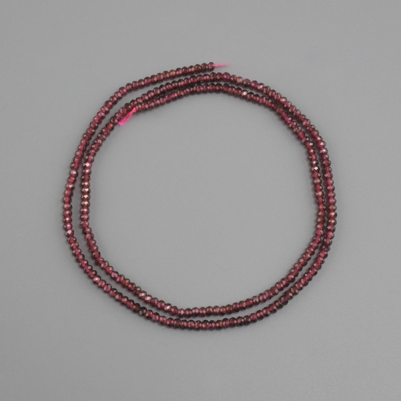 Garnet beads natural stone faceted rondelle, size 2x1.5 mm (approx.), length 40 cm+