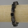Bracelet Silver Obsidian Faceted Beads, diameter 12x10mm +- bead 3mm +- , length 18cm +- stretch