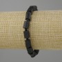Bracelet Tourmaline Schorl processed faceted rough pieces, diameter 8-12×6-8mm ± beads 3mm ±, length 18 cm ± stretch