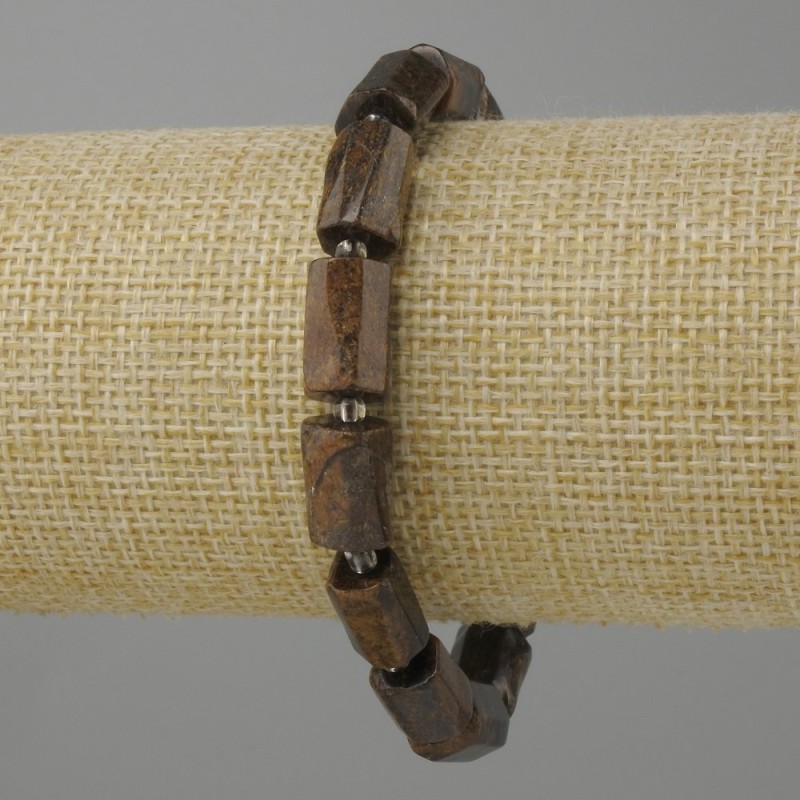 Bracelet Bronzite tumbled, diameter 12-13x7-8mm+- beads 3mm+-, length 18cm+- stretch