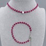 Choker and bracelet set, Ruby Corundum heart 4mm+- Hematite faceted bead 2mm+-, length 34cm + 5 cm chain, length 18cm + 5cm chain