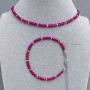 Choker and bracelet set Ruby corundum heart 4mm+- Hematite faceted bead 2mm+-, length 35cm + 5 cm chain, length 18cm +5 cm extender
