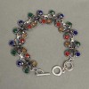 Metal bracelet with colorful crystals, link 22mm +/-, length 22-24cm +/- toggle clasp