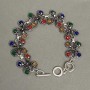 Metal bracelet with colorful crystals, link 22mm +/-, length 22-24cm +/- toggle clasp