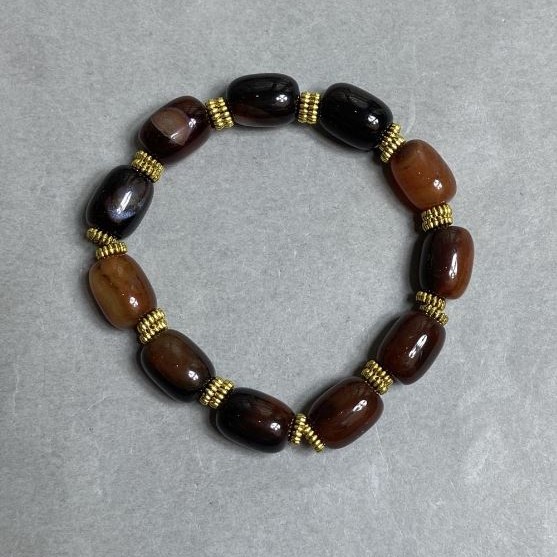 Agate bracelet barrel 14x10mm +- with inserts, length 18cm +- stretch