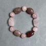Bracelet Pink Quartz bead 12mm ± faceted 21x13mm ± Strawberry Quartz tumbled 18x13mm +-, length 18cm ± stretch