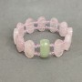 Bracelet Pink Quartz faceted link, diameter 20x10mm± Onyx link 20x10mm± Czech crystal, length 18cm ± stretch