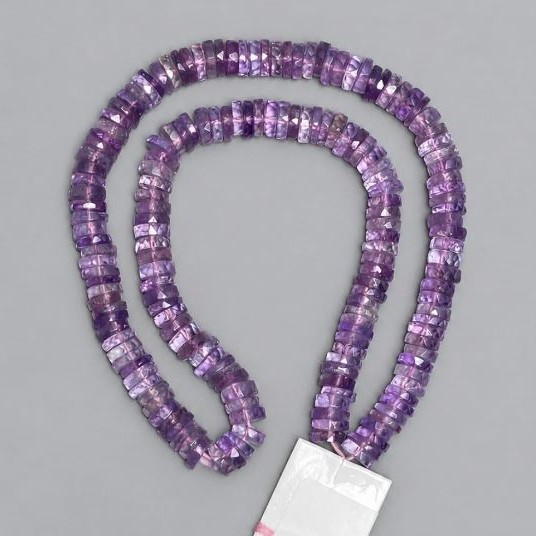 Amethyst beads natural stone faceted rondelle 7x2-2.5 mm+- , length 40 cm +