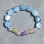 Aquamarine bracelet faceted shapes, diameter 12x10mm ± Morganite cube 7, 5mm ±, length 18cm ± stretch