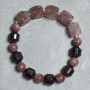 Bracelet Strawberry Quartz Faceted Shapes, diameter 12x10mm+- bead 8mm+-, Garnet Faceted 11x10mm+-, length 18cm +- stretch