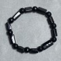 Bracelet Tourmaline Schorl processed stones, diameter 13×7mm +- Agate faceted bead 8mm+-, length 18cm +- stretch