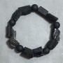 Bracelet Tourmaline Schorl unpolished stones, diameter 14-16x11mm+- Shungite bead 10mm+-, length 18cm +- stretch