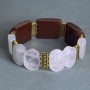 Bracelet Pink Quartz bead link, diameter 18x13mm +- Carnelian bead link 24x19mm +-, length 18cm +- stretch