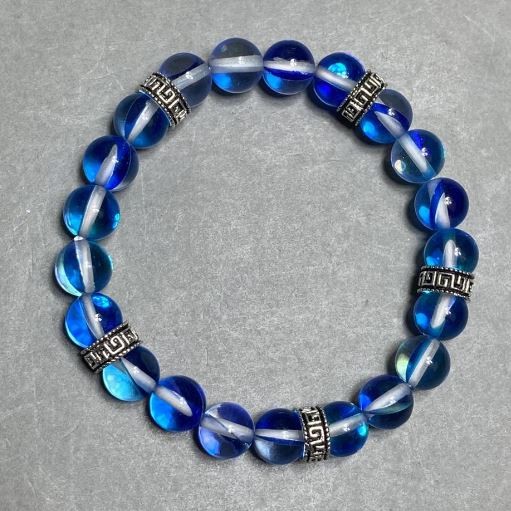 Opal Glass Bead Bracelet, 8mm (+/-), length 18cm (+/-) stretch