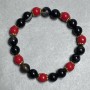 Agate bead bracelet, bead diameter 8mm +- Coral faceted bead 8mm+-, length 18cm +- stretch