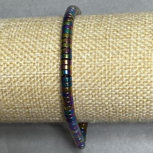 Hematite bracelet roundel, diameter 5x2 mm +/-, length 18 cm +/- stretch