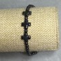Hematite bead bracelet, bead diameter 4mm +- cross 10x10mm+-, length 18cm +- stretch