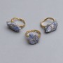 Ring, sizes Kyanite natural stone in wire wrap 18-25x9x11-15mm+- (assorted sizes)