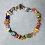 Agate Coral Citrine crystal chip bracelet 6-13x2-6mm+- , length 18 cm +- stretch