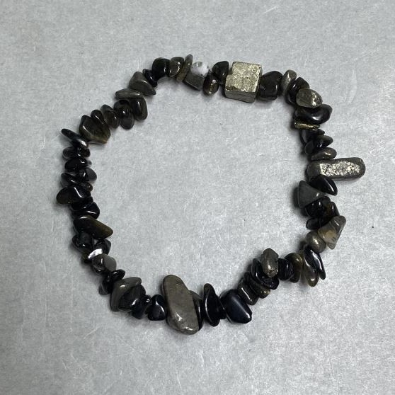 Bracelet Agate Pyrite nugget 6-13x2-6mm +- , length 18cm +- stretch