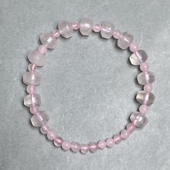 Bracelet Pink Quartz bead 4.5mm+- rondelle 9x7mm+-, length 18cm +- stretch