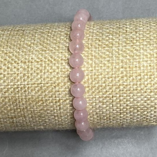 Bracelet Pink Quartz Bead 6mm+-, Length 18cm +- Stretch