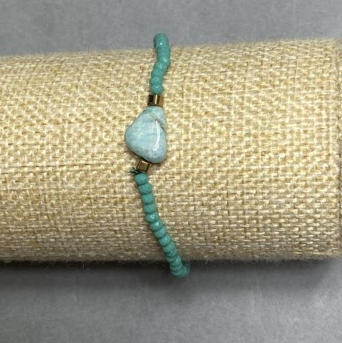 Bracelet Czech crystal faceted rondelle 3x2, 5mm± Amazonite tumbled 12x9mm±, length 18cm± stretch