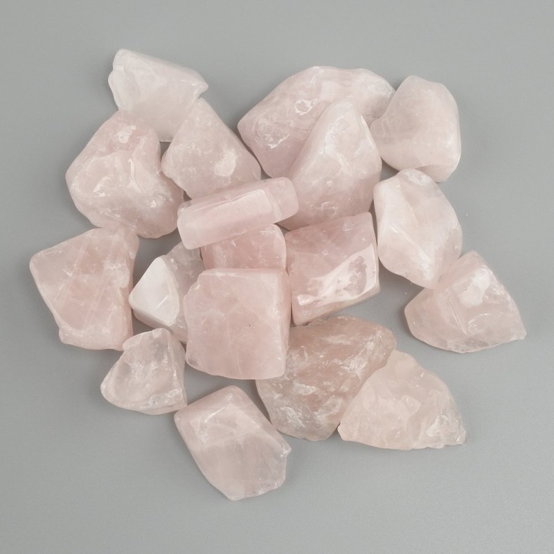 Natural pink quartz, processed stone, diameter 17-25x17-20mm+- (assorted sizes) (Price per 100 g)