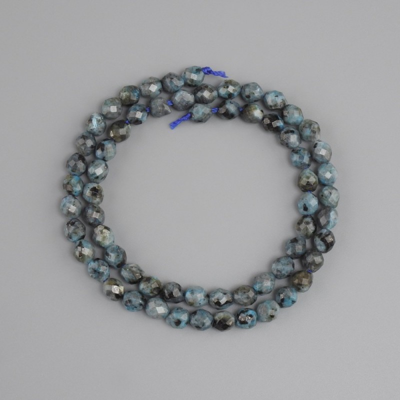 Larvikite beads faceted grain 6x5, 5mm+-, length 36cm+-