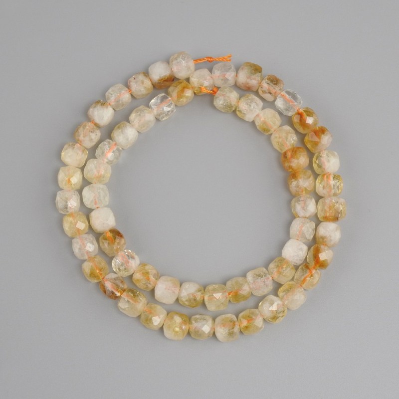 Citrine Faceted Cube Beads, 6x6 mm +- diameter, 38 cm+ length