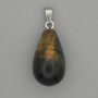Pendant Hawk's Eye drop 22x13mm+-, length 32mm+-