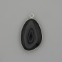 Pendant Black Agate in a silver-toned metal setting 30x22mm+