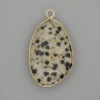 Jasper pendant Dalmatian in a metal setting in a golden color 32x22mm+