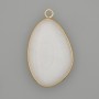 Pendant White Quartz in a gold-tone metal setting 32x22mm+