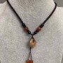 Pendant "Bagel" Heliotrope, diameter 18mm+- Carnelian cylinder 11x6mm+- on a cord, length 64cm+