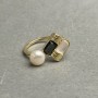 Ring, sizes Mother-of-Pearl Haliotis square 10x10mm+- with Pearl 6mm+