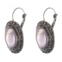 Clearance Earrings Amethyst in a Droplet Silver Setting Oval Stone 2.5×1.9 cm, total length 3.5 cm