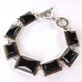 Clearance. Agate Bracelet, Smooth Setting, Rectangular Stone 18x22+15x20mm, Length 18-21cm