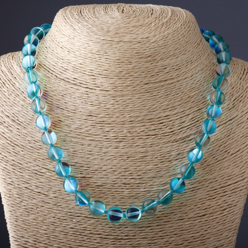 Necklace "Opal Glass" Light Blue, 10mm diameter