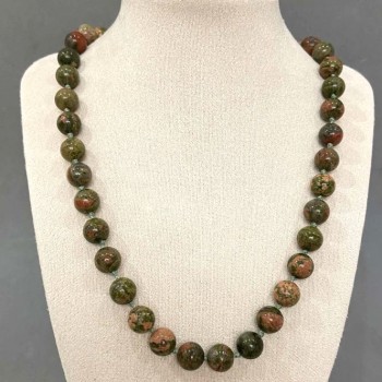 Heliotrope Jasper Necklace, 10mm Bead, 45cm