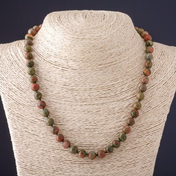 Bloodstone Jasper Necklace, 8mm Beads, 45cm