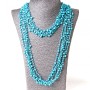 (140cm) Cobweb Necklace with Round Charms, Light Blue